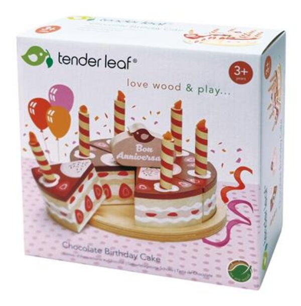 Tender Leaf Houten Keuken speelgoed – Chocolade Verjaardagstaart foto 1